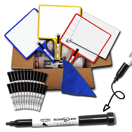 Kleenslate Handheld Whiteboards w/Clear Dry Erase Sleeves + Markers, PK24 5439